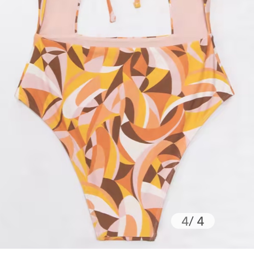 NWOT CUPSHE alexys abstract print cut out one piece swim size XL - Picture 5 of 11